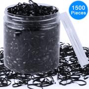 EAONE 1500 Pieces Elastic Hair Bands Black Rubber Bands Rubber Hair Ties with Free Box for Girls 