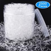 EAONE 2500 Pieces Clear Hair Elastics Hair Bands Clear Rubber Bands with Free Box for Braiding and Ponytail